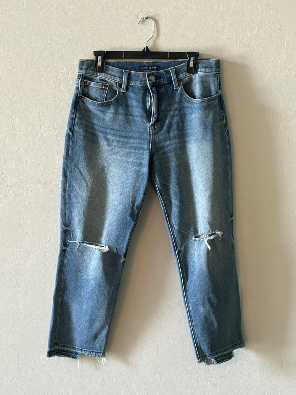 Lucky Brand Distressed Cropped Jeans Frayed Step Hem Light Wash W28 Streetwear